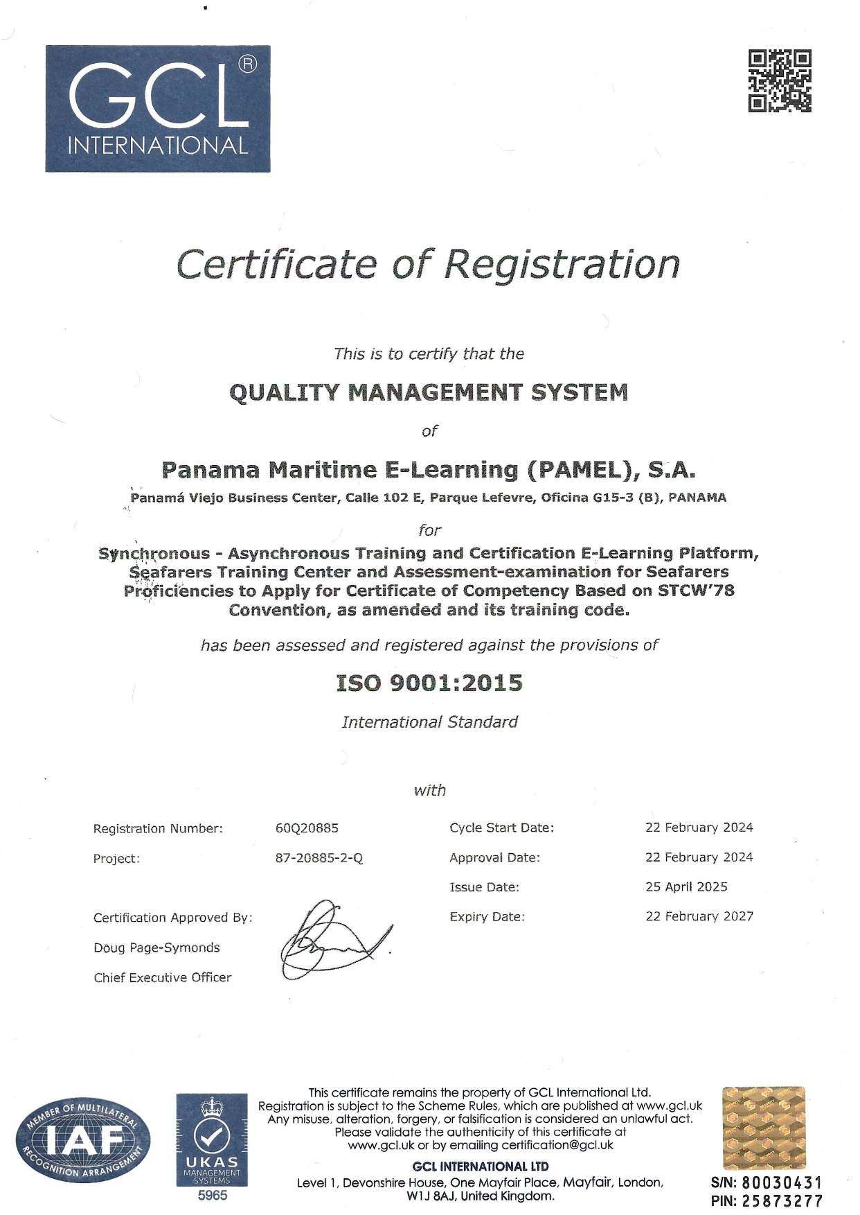 ISO 9001:2015 Certificate